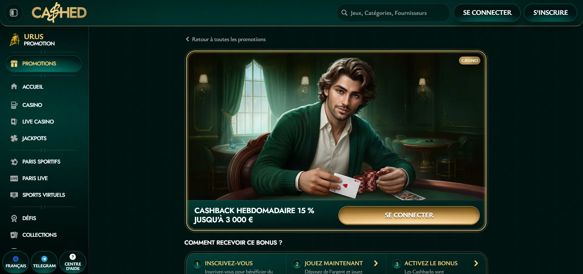 Cashed casino code bonus