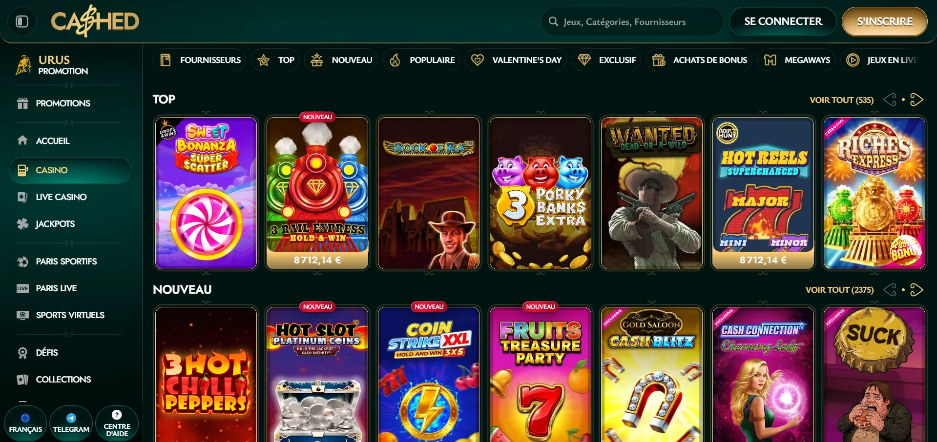 Cashed casino jeux